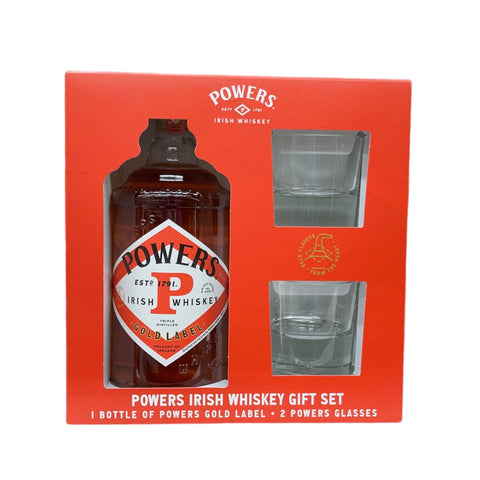 Powers Gold Label Triple Distilled Irish Whiskey Gift Set