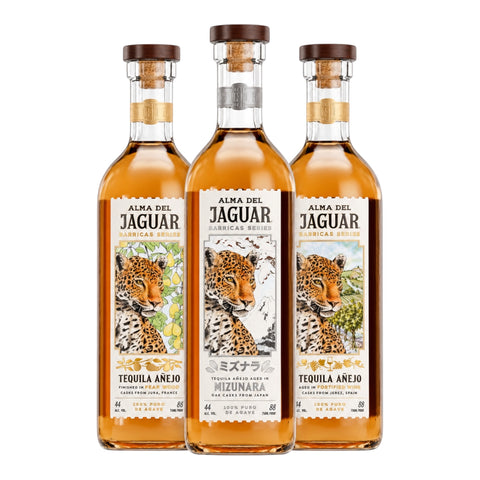 Alma Del Jaguar Anejo Barricas Series Batch #2: Pear Wood, Mizunara, Fortified Wine Oloroso Sherry 2026 Release 750ml Bundle 3-Pack 2026 Release (Pre-Order)