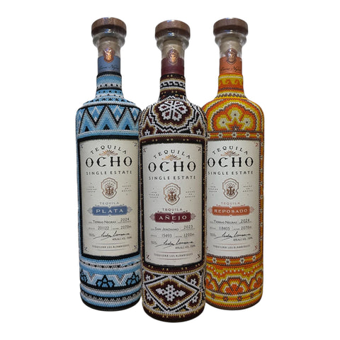 Tequila Ocho Huichol Art Edition Bundle Set (Blanco, Reposado, Anejo)